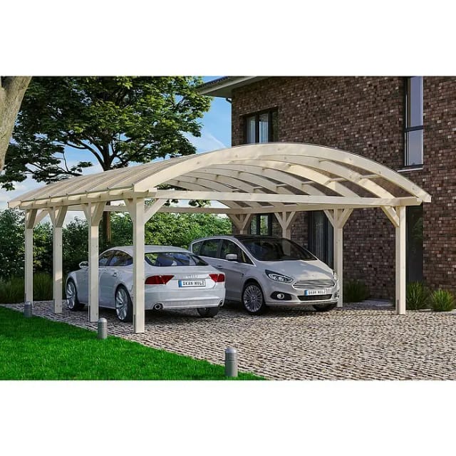 SKANHOLZ Carport »Franken«, BxT: 635 x 755 cm, Firsthöhe: 325 cm, unbehandelt - beige