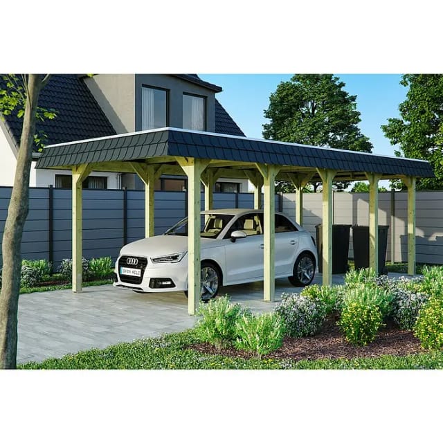 SKANHOLZ Carport »Spessart«, BxT: 345 x 741 cm, Firsthöhe: 241 cm, imprägniert - gruen