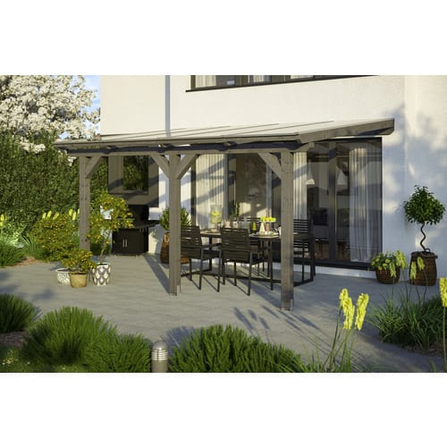 SKANHOLZ Terrassenüberdachung »Andria«, Breite: 434 cm, Dach: Polycarbonat (PC), schiefergrau