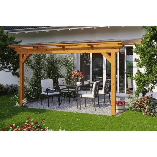 SKANHOLZ Terrassenüberdachung »Ancona«, Breite: 434 cm, Dach: Polycarbonat (PC), eiche hell - braun