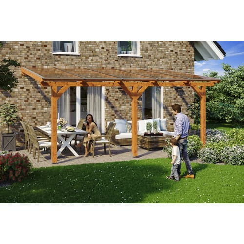 SKANHOLZ Terrassenüberdachung »Andria«, Breite: 541 cm, Dach: Polycarbonat (PC), eiche hell - braun
