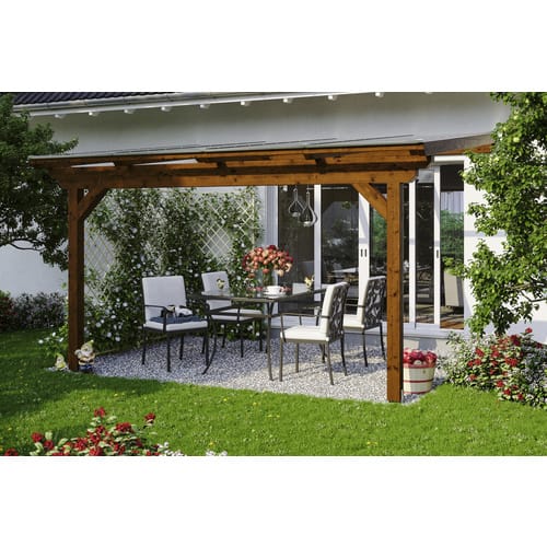 SKANHOLZ Terrassenüberdachung »Ancona«, Breite: 434 cm, Dach: Polycarbonat (PC), nussbaum - braun