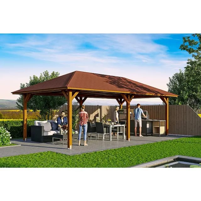SKANHOLZ Pavillon »Orleans 2«, Zeltdach, viereckig, BxHxT: 439 x 329 x 786 cm - braun