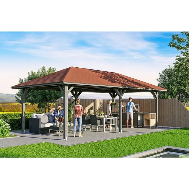 SKANHOLZ Pavillon »Orleans 2«, Zeltdach, viereckig, BxHxT: 439 x 329 x 786 cm - grau