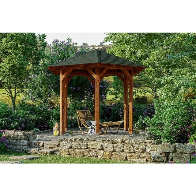 SKANHOLZ Pavillon »Colmar 1«, Zeltdach, sechseckig, BxHxT: 360 x 292 x 312 cm - braun