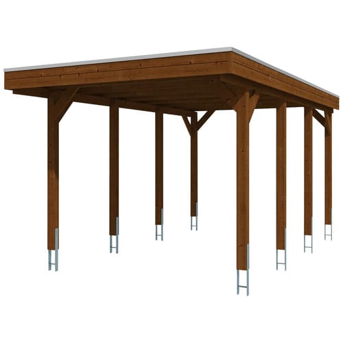 SKANHOLZ Carport »Friesland«, BxT: 314 x 555 cm, Firsthöhe: 241 cm, farbbehandelt - braun