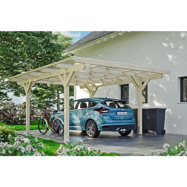 SKANHOLZ Carport »Odenwald«, BxT: 428 x 541 cm, Firsthöhe: 238 cm, unbehandelt - beige