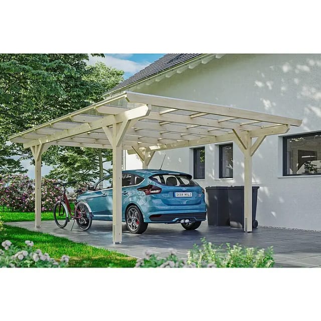 SKANHOLZ Carport »Odenwald«, BxT: 428 x 648 cm, Firsthöhe: 238 cm, unbehandelt - beige