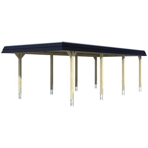 SKANHOLZ Carport »Wendland«, BxT: 409 x 870 cm, Firsthöhe: 247 cm, farbbehandelt - grau
