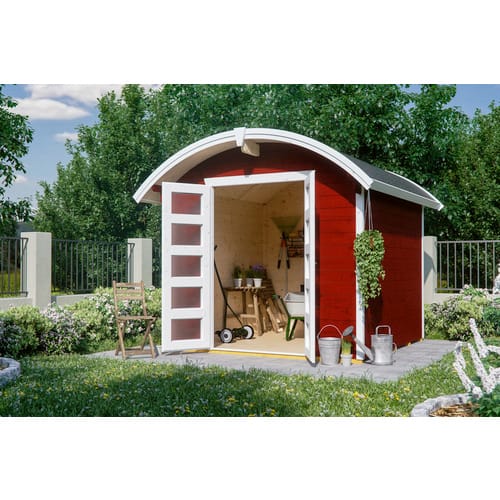 SKANHOLZ Gartenhaus »Delft«, Holz, BxHxT: 290 x 252 x 250 cm (Außenmaße inkl. Dachüberstand) - rot