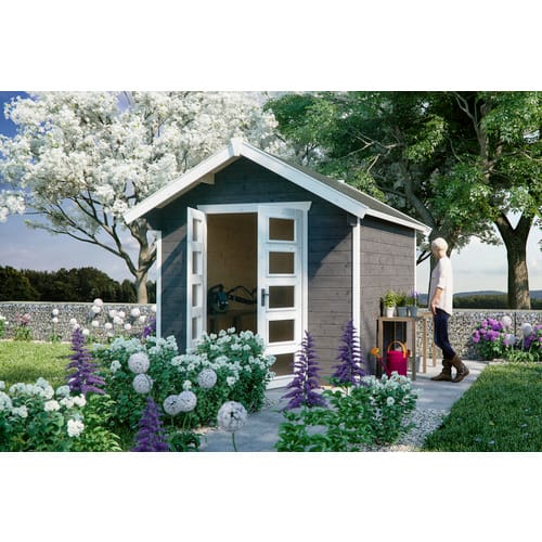 SKANHOLZ Gartenhaus »Hengelo«, Holz, BxHxT: 280 x 273 x 300 cm (Außenmaße inkl. Dachüberstand) - grau