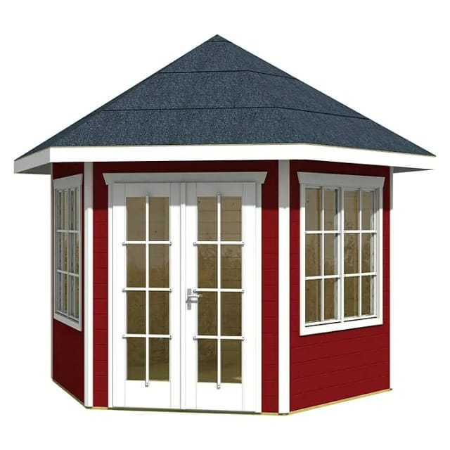 SKANHOLZ Pavillon »Almelo«, Spitzdach, sechseckig, BxT: 420 x 373 cm, inkl. Dacheindeckung - rot