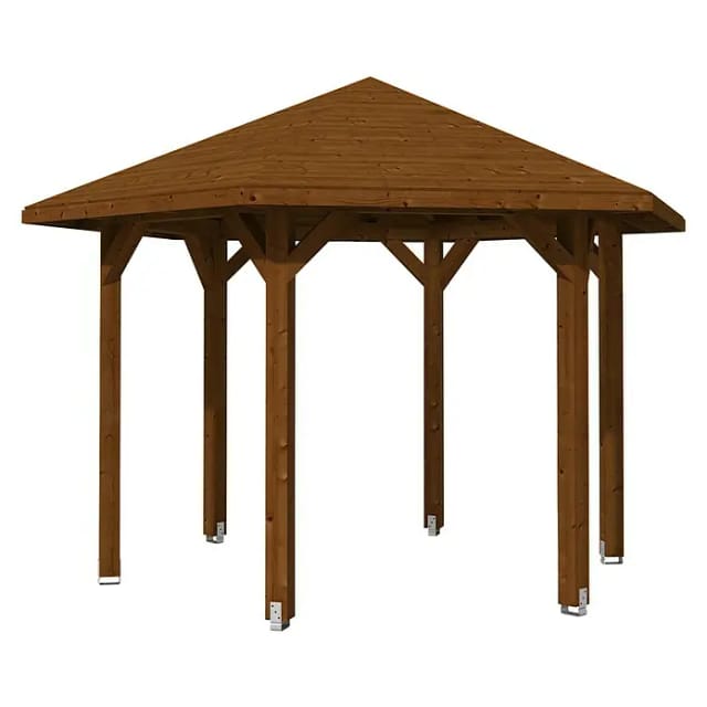SKANHOLZ Pavillon »Nancy 2«, Zeltdach, sechseckig, BxHxT: 420 x 304 x 364 cm - braun