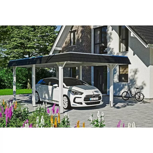 SKANHOLZ Carport »Wendland«, BxT: 362 x 628 cm, Firsthöhe: 243 cm, farbbehandelt - weiss