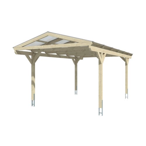 SKANHOLZ Carport »Westerwald«, BxT: 362 x 648 cm, Firsthöhe: 281 cm, lasiert - beige