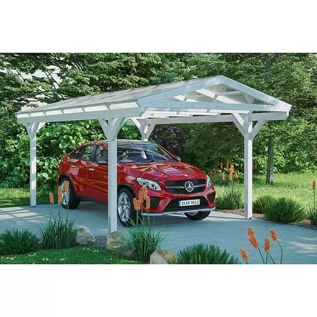 SKANHOLZ Carport »Westerwald«, BxT: 362 x 648 cm, Firsthöhe: 281 cm, lasiert - weiss