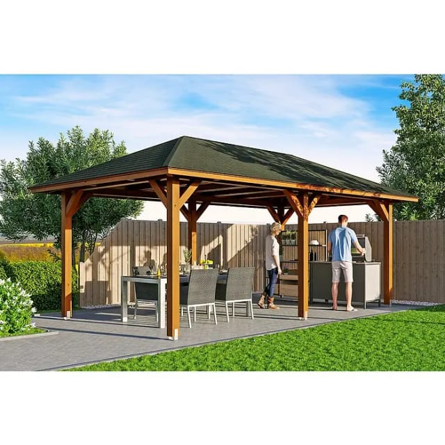 SKANHOLZ Pavillon »Orleans 1«, Zeltdach, viereckig, BxHxT: 374 x 314 x 656 cm - braun