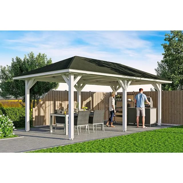 SKANHOLZ Pavillon »Orleans 1«, Zeltdach, viereckig, BxHxT: 374 x 314 x 656 cm - weiss