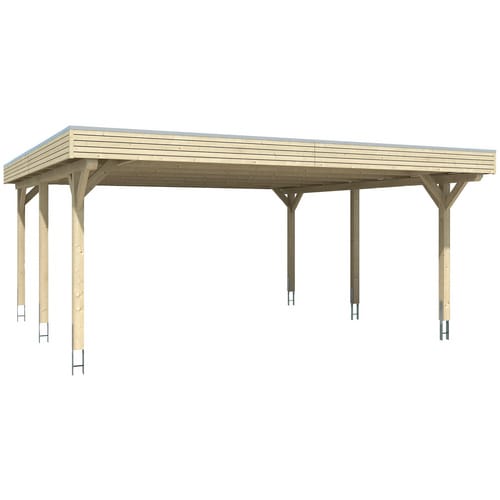 SKANHOLZ Carport »Spessart«, BxT: 611 x 604 cm, Firsthöhe: 258 cm, unbehandelt - beige