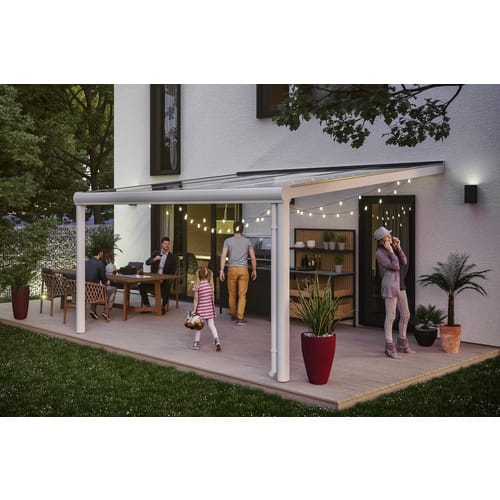 SKANHOLZ Terrassenüberdachung »Genua«, Breite: 434 cm, Dach: Polycarbonat (PC), weiß - weiss