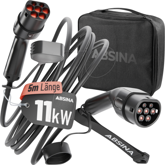 ABSINA 301400 - Typ 2 Kabel, für E-Fahrzeuge, 11kW, 5 m, 3-Phasen