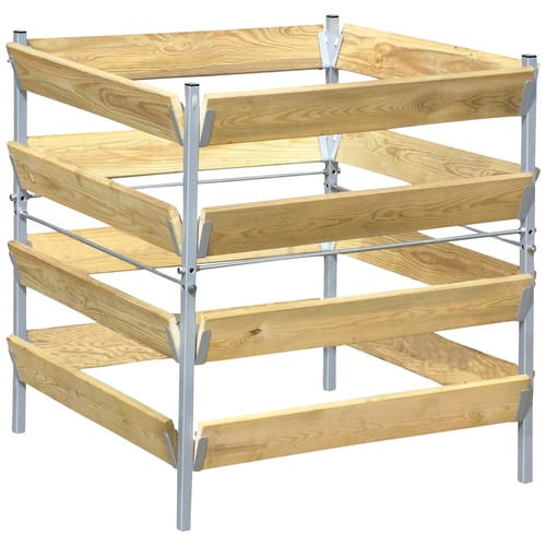 BELLISSA Komposter, BxHxL: 90 x 90 x 90 cm, Holz/Stahl - silberfarben