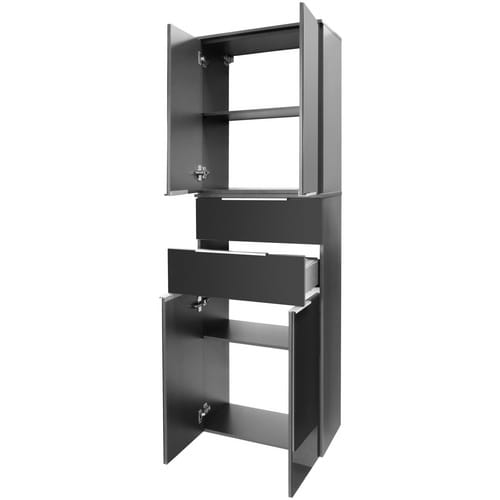 FACKELMANN Hochschrank »KARA«, 4 Türen, 2 Schubladen, BxHxT: 60,4 x 176,1 x 32 cm - grau