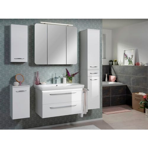 FACKELMANN Spiegelschrank »MILANO«, BxHxT: 89,9 x 78 x 15,8 cm, 6500 K, kaltweiß - grau