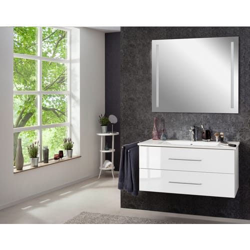 FACKELMANN Spiegelelement »MIRRORS«, BxHxT: 100 x 75 x 2 cm, 4250 K, neutralweiß, 2W - grau