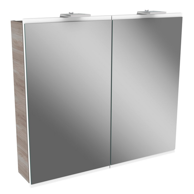 FACKELMANN Spiegelschrank »LIMA«, BxHxT: 80 x 73 x 15,3 cm, 5870-6190 K, kaltweiß, 2W - grau