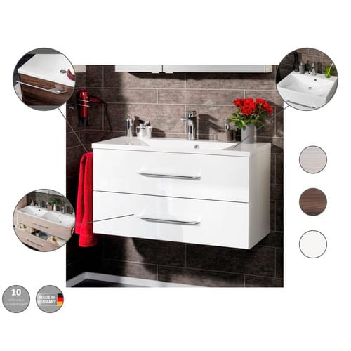 FACKELMANN Badmöbel-Set »B.clever«, Weiss Hochglanz, BxHxT: 60x50,8x46 cm