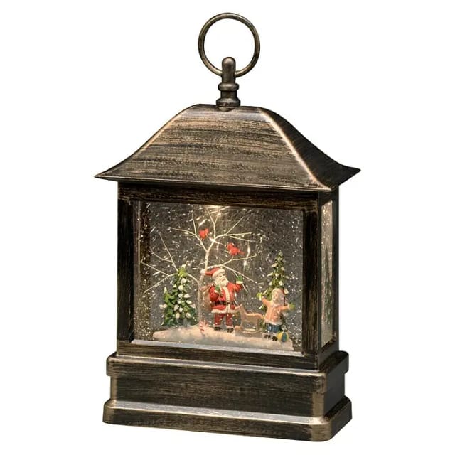 Konstsmide LED-Schneelaterne, Kunststoff, BxHxL: 8,5 x 25 x 17,5 cm, inkl. Leuchtmittel - braun