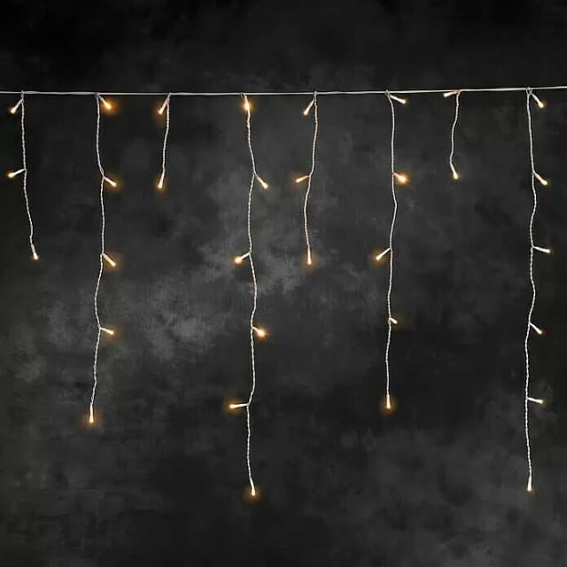 Konstsmide LED-Lichtervorhang, 15 m mit 200 LED, bernsteinfarben - weiss