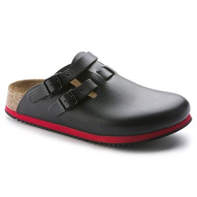Clog Kay Superlauf, WB, Naturleder, schwarz/rot, schmal, Größe 35