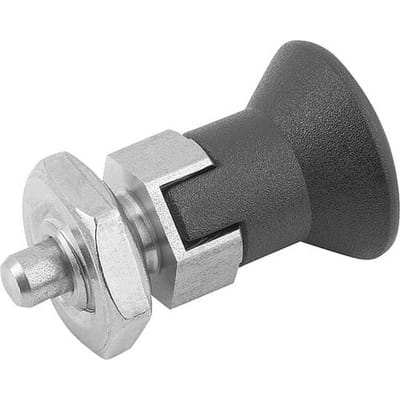 ARRETIERBOLZEN ECO KURZE VARIANTE KURZE AUSFÜHRUNG GR.2 D1=M10X1, D=6, FORM:D M.RASTNUT, M.KONTERMUTTER, EDELSTAHL