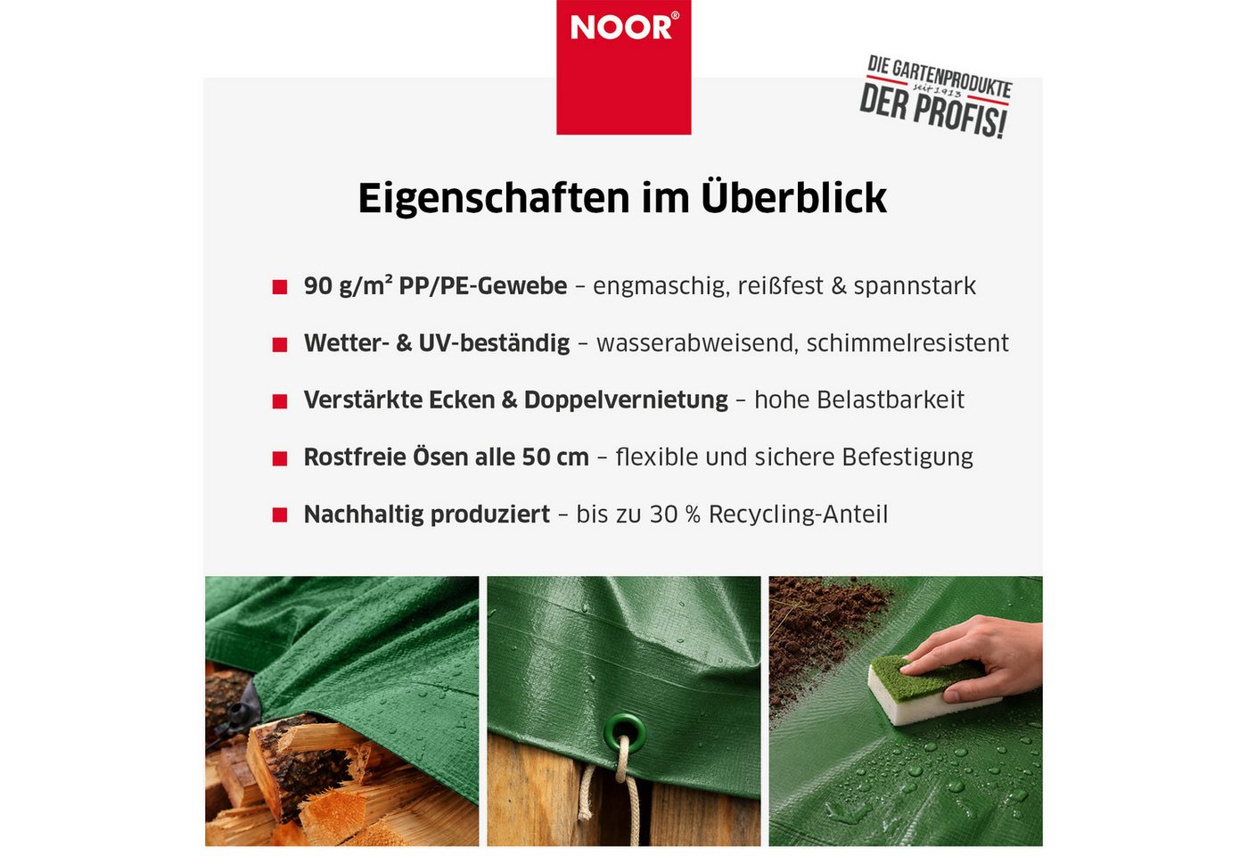 Abdeckplane mit Ösen Grün Gewebeplane, 1,5x1,5 m, 120 g/m²