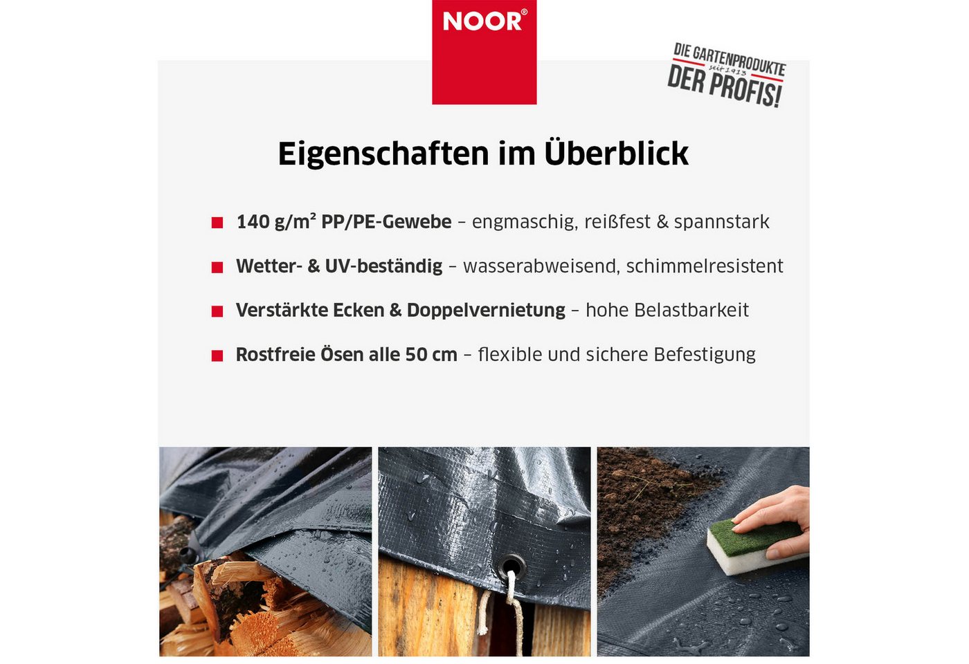 NOOR Gewebe-Plane Profi 140g/m² anthrazit, 2x3 m Bild 2