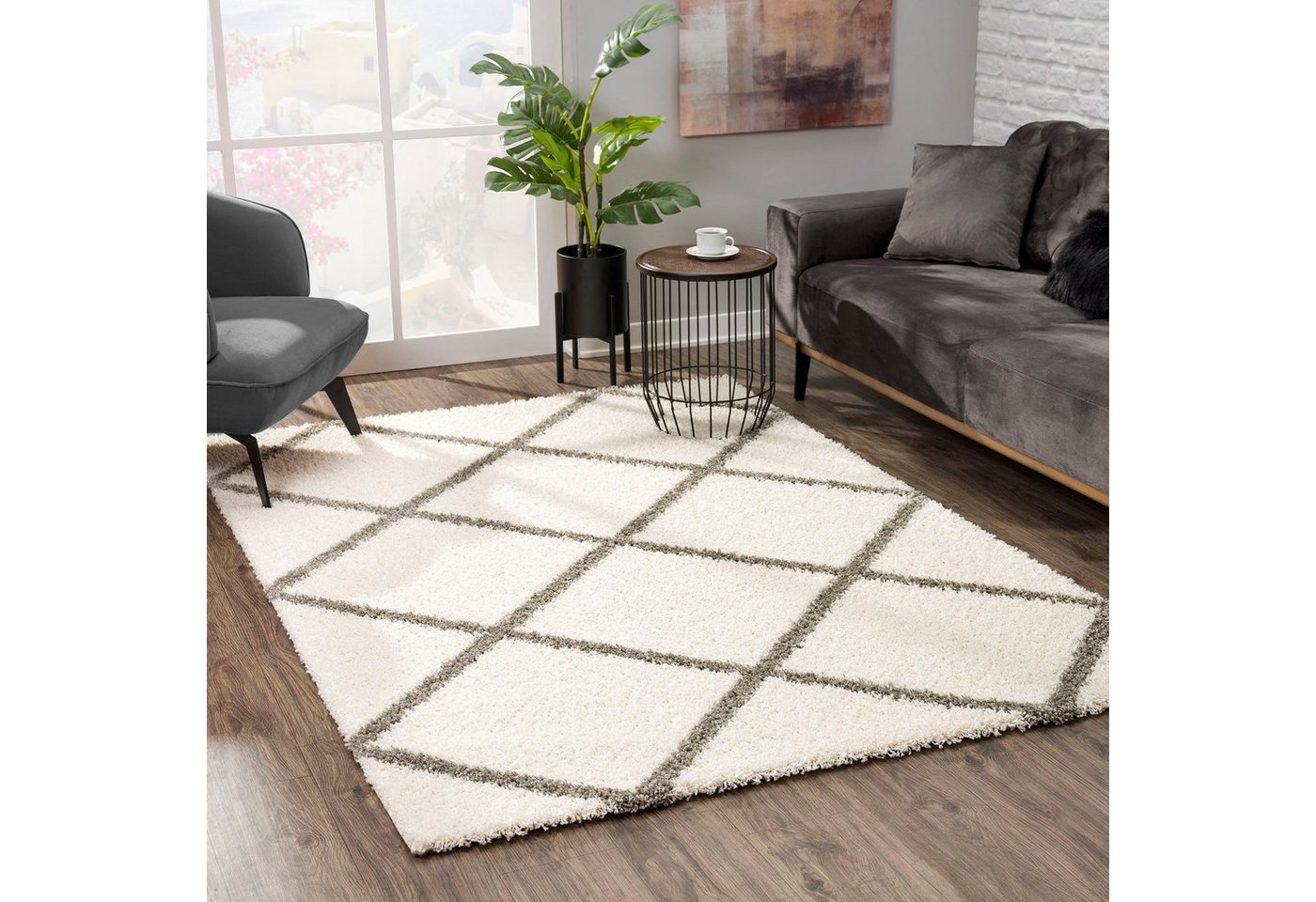 Sanat Hochflor-Teppich Madrid 1, auch in Rund erhältlich, rechteckig, Höhe: 30 mm, Wohnzimmer, Langflor, Shaggy Teppich