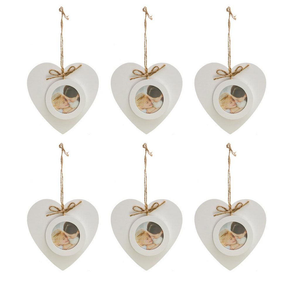 Grafelstein Bilderrahmen 6tlg. Hängebilderrahmen LOVELY weiß Holz in Herzform Gastgeschenk - WE