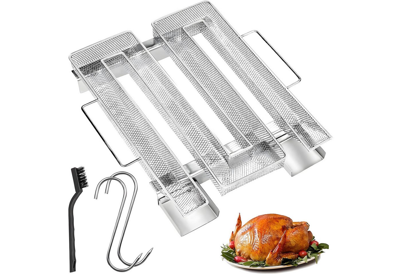 SURFOU Räucherbox Kaltrauchgenerator mit Henkel Edelstahl Räucherschnecke Räucherspirale (Rauchgenerator für Grills, BBQ, Food Smoker, Räucheröfe) Mit Griff Kaltrauchgenerator für Räucherofen Food Smoker Bild 2