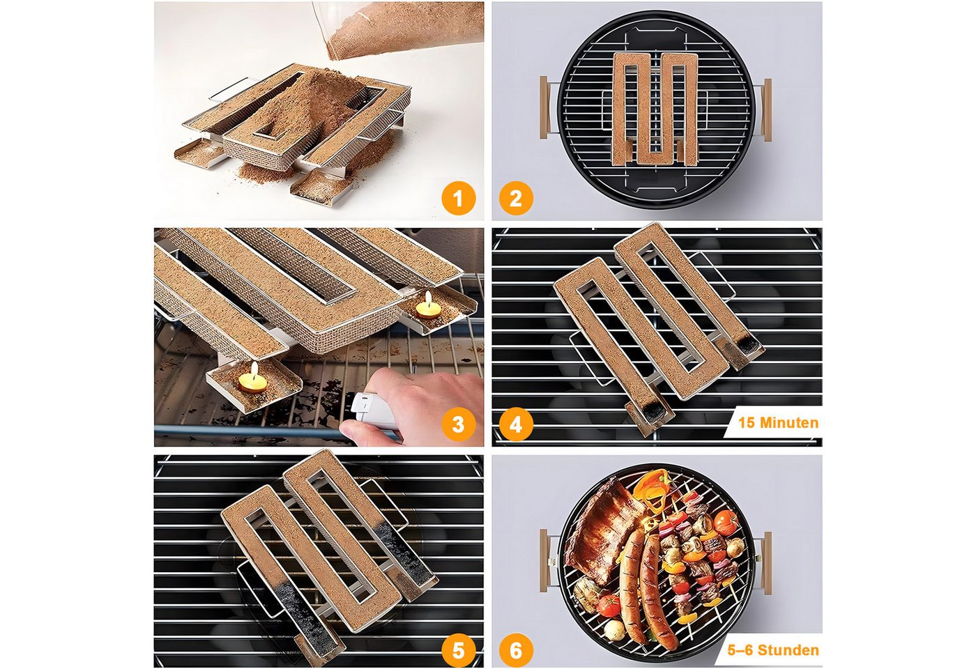 SURFOU Räucherbox Kaltrauchgenerator mit Henkel Edelstahl Räucherschnecke Räucherspirale (Rauchgenerator für Grills, BBQ, Food Smoker, Räucheröfe) Mit Griff Kaltrauchgenerator für Räucherofen Food Smoker Bild 3