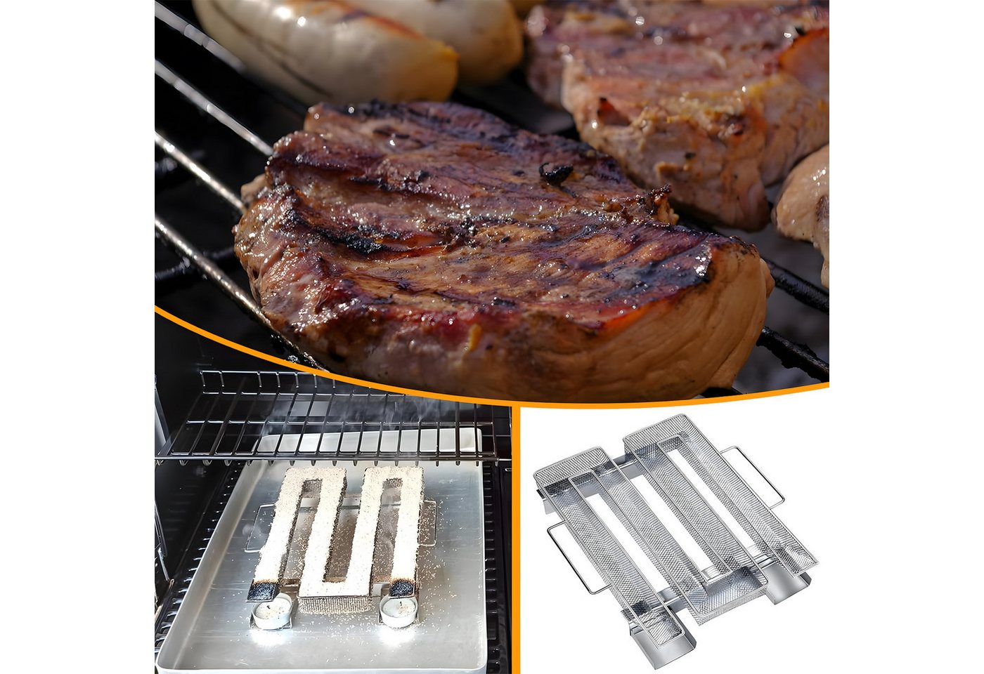 SURFOU Räucherbox Kaltrauchgenerator mit Henkel Edelstahl Räucherschnecke Räucherspirale (Rauchgenerator für Grills, BBQ, Food Smoker, Räucheröfe) Mit Griff Kaltrauchgenerator für Räucherofen Food Smoker Bild 5