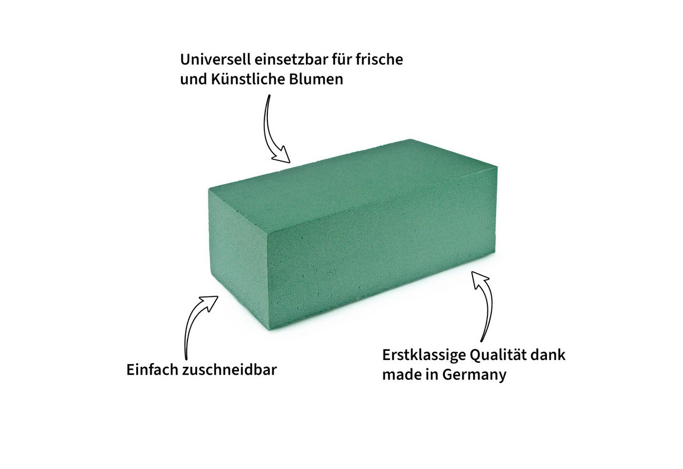 matches21 HOME & HOBBY Schaumgummi Blumen Steckmasse „nass“ für Frischblumen 10 Stk. grün, Steckschaum Ziegel für Blumen-Gestecke als Tisch-Deko Grab-Schmuck