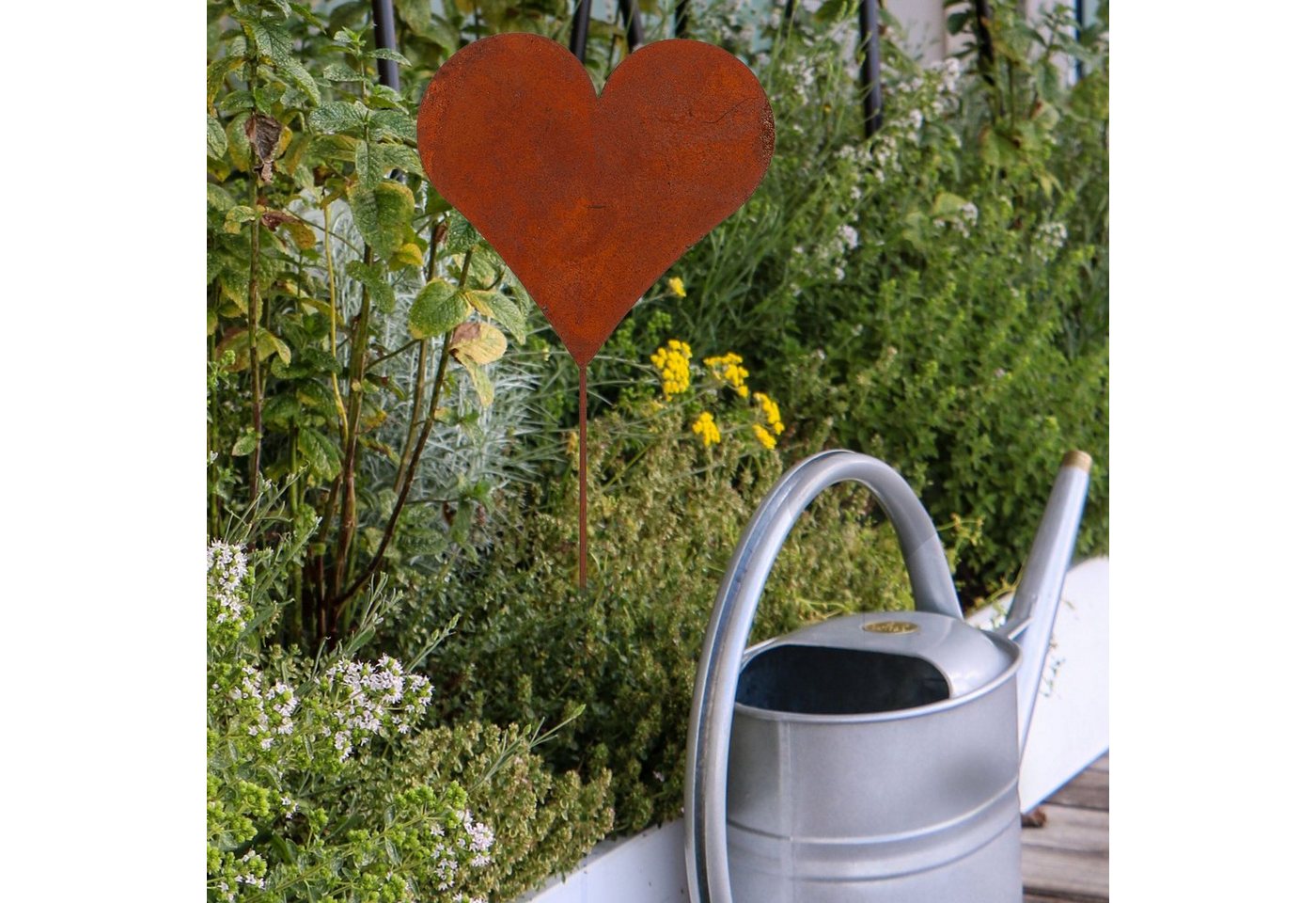 CEPEWA Gartenstecker Gartenstecker 48er Set Herz Rost-Design Garten (48-St)