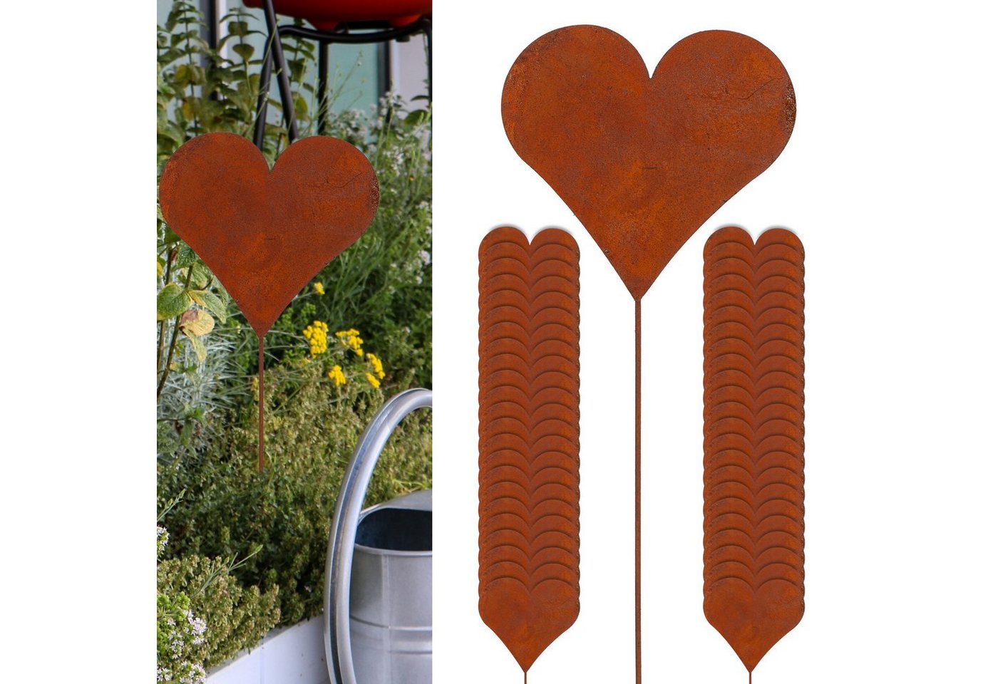CEPEWA Gartenstecker Gartenstecker 48er Set Herz Rost-Design Garten (48-St) Bild 2