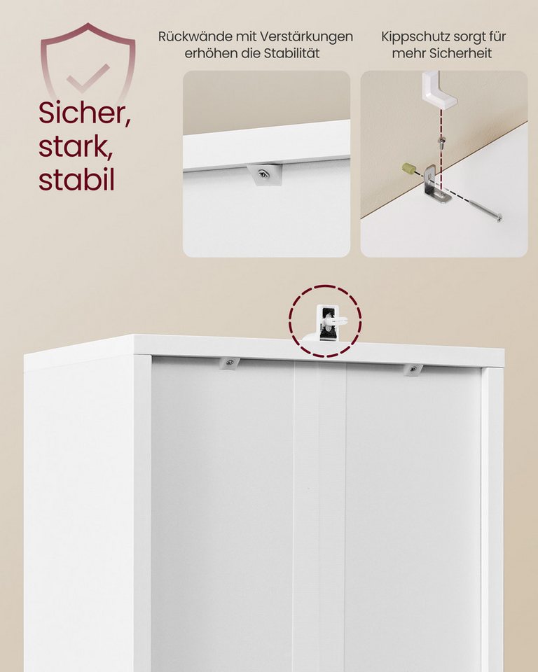 VASAGLE Bücherregal Standregal mit Tür, für Wohnzimmer, Homeoffice, Esszimmer, 5-stöckiges hohes Regal, Standregal mit Tür und offenen Fächern
