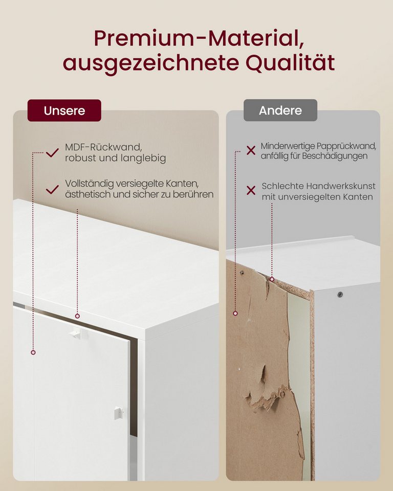 VASAGLE Bücherregal Standregal mit Tür, für Wohnzimmer, Homeoffice, Esszimmer, 5-stöckiges hohes Regal, Standregal mit Tür und offenen Fächern Bild 3