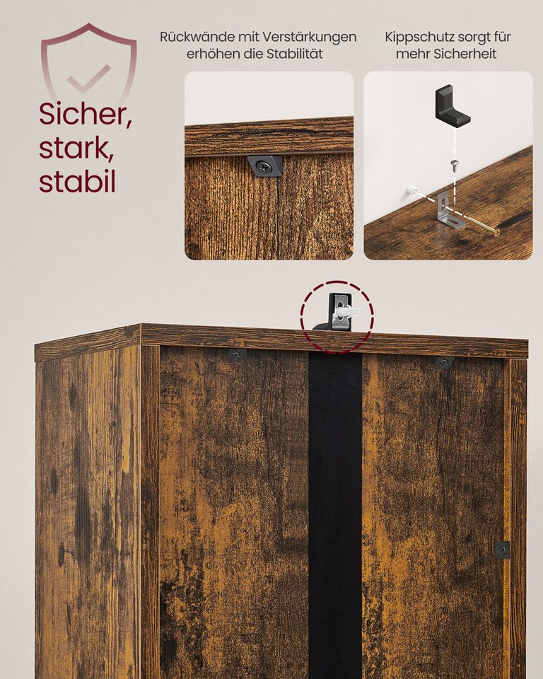 VASAGLE Bücherregal Standregal mit Tür, für Wohnzimmer, Homeoffice, Esszimmer, 6-stöckiges hohes Regal, 24 x 31,8 x 175 cm Bild 2