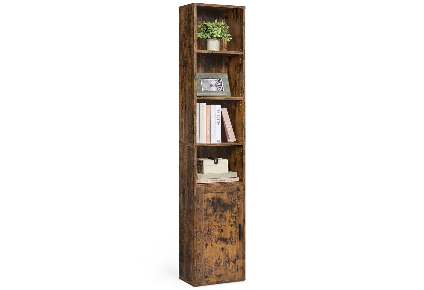 VASAGLE Bücherregal Standregal mit Tür, für Wohnzimmer, Homeoffice, Esszimmer, 6-stöckiges hohes Regal, 24 x 31,8 x 175 cm Bild 5
