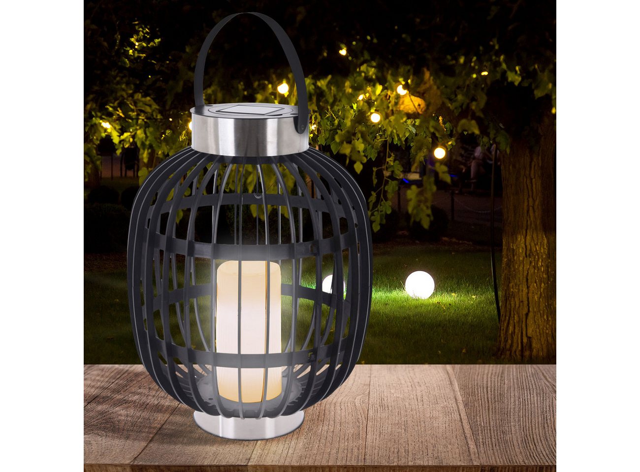 H&S Collection LED Solarleuchte H & S Collection Solar-Gartenlaterne Rattan-Optik (35x45cm), Spendet ein warm-weisses, angenehmes Licht